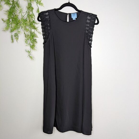 (CeCe) Black Dress Lace Butterfly Sleeves 4 - Picture 1 of 8